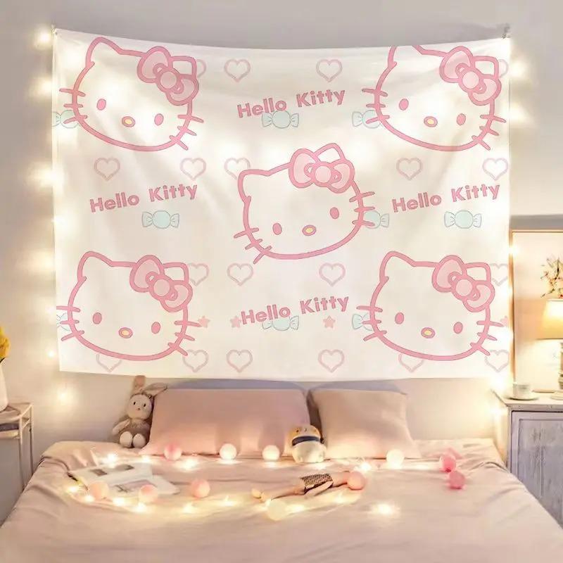 

Cartoon HelloKitty Cute Wallpaper Bedroom Living Room Wall Tapestry Wall Hanging Cute Cartoon Style Hippie Tapestry Art Decorati 74x94cm(29x37in)