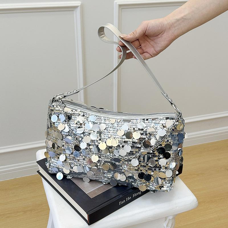 Niche Design Bag Women's Fashion Versatile High-end Sequins Dinner Bag Summer Underarm Bag Satchel