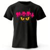 Japanese New Cyberpunk Neon Black Cat Pure Cotton Tshirt Mens Loose Oversized Short Sleeved Tshirt Casual Round Neck Top