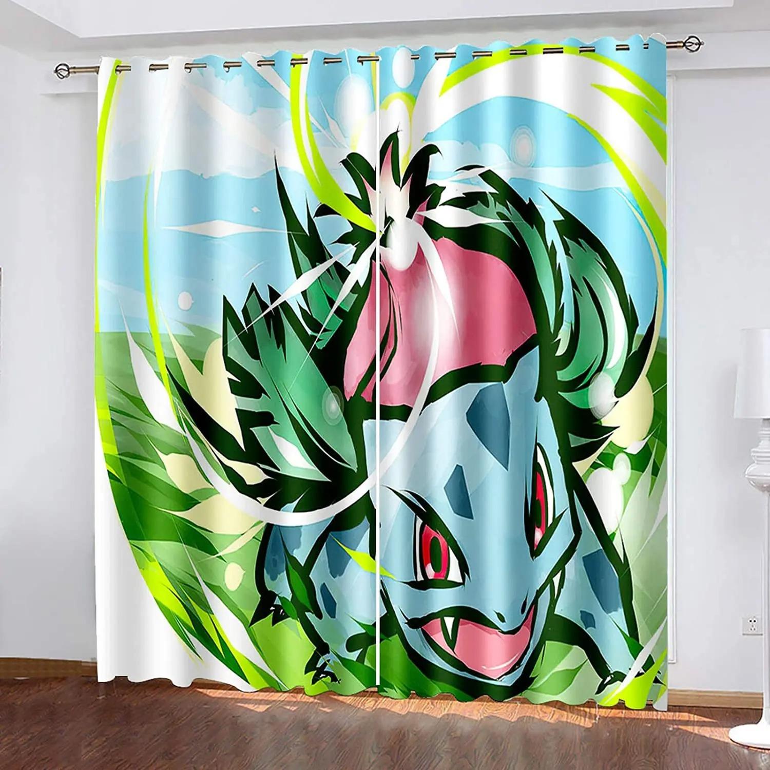 

Аниме Пикачу Высокая Светонепроницаемость Шторы 2 штуки 220x215 см гостиная спальня украшение мультяшные шторы на заказ 140x160cm