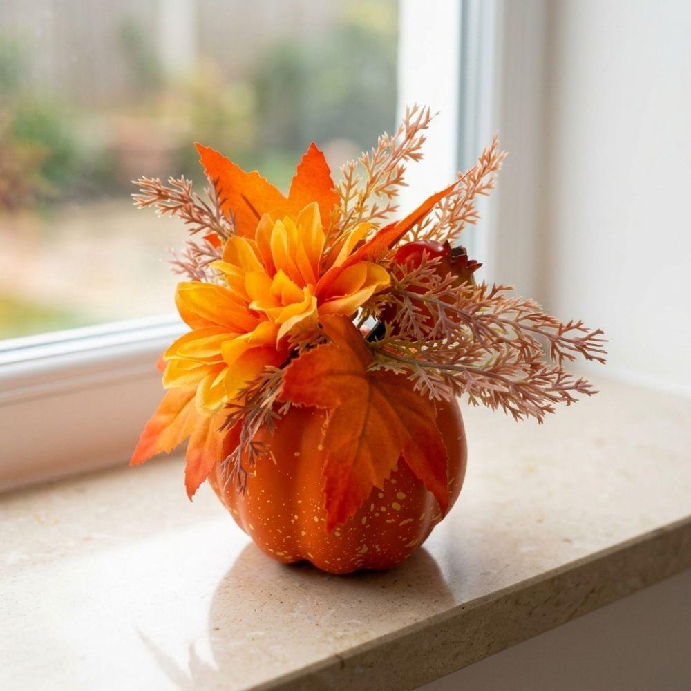 Realistic Fall Artificial Pumpkin Floral Foam Pumpkin Berry Chrysanthemum Flower Halloween