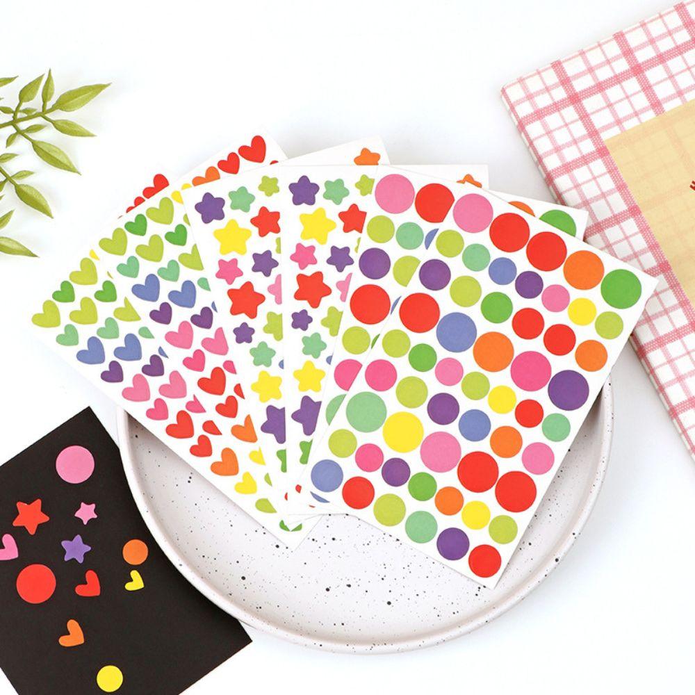 6/12pcs Colorful Paper Stickers Dot Heart Pentagram Diary Journal Decoration School Creative Award YMY