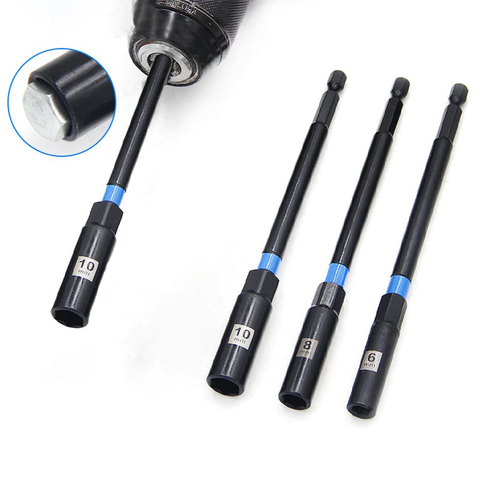 150mm Hex Nut Driver Drill Bit Adapter Set 3PCS Socket Wrench Extensions for Automotive and Carpentry Projects