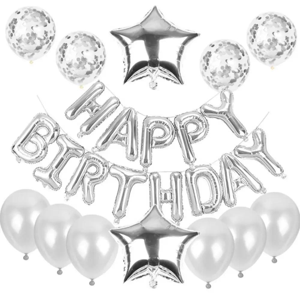 25 Stück/Set Happy Birthday Ballons Set Folien Buchstabenballon Girlande Wimpel Banner Kinder Geburtstagsparty Babay Shower Dekoration