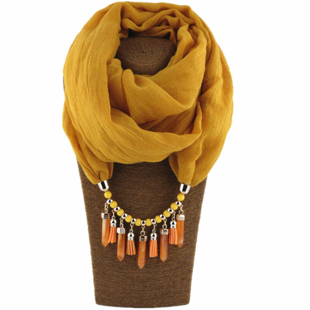Stilvoller Baumwollleinen-Infinity-Schal mit Quastenkette mit Perlen – Modischer Damenschal für lässige & Boho-Outfits