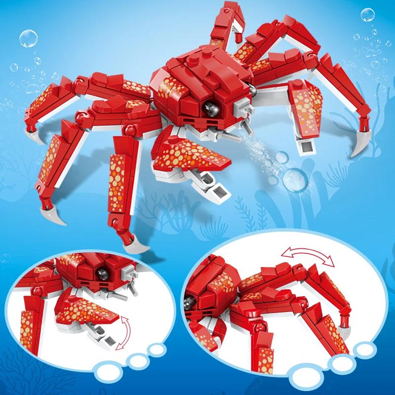 Sea World Bausteinspielzeug Hai Hummer Wasserlebewesen DIY Zusammengebautes Bausteinspielzeug Kreatives Weihnachtsgeschenk für Kinder