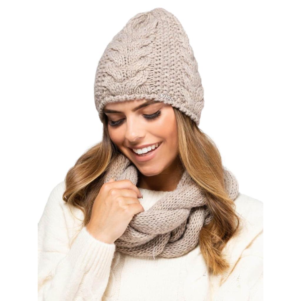 Idaho Braid Hat Set with Snood Color Brown