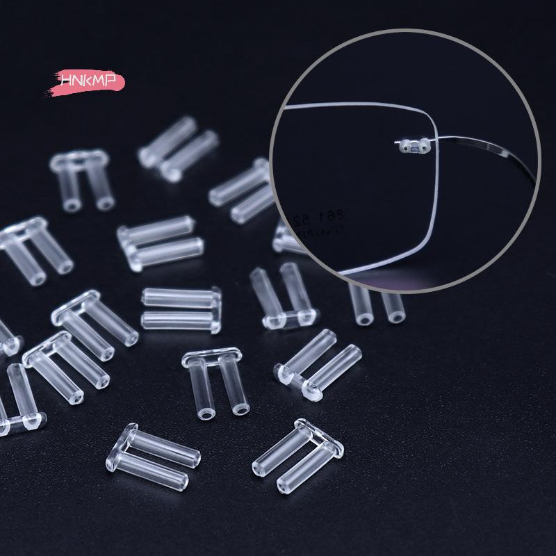100 Stück Randlose Brillen Doppelgummi-Stopfen Verschluss Schnalle 7mm/2.2mm Länge Korrektionsbrillenzubehör Ausrüstung