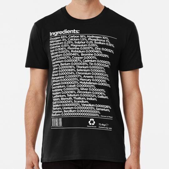 Human Chemical Ingredients List S to 5XL T-Shirt XXL