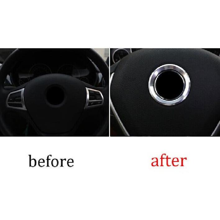 18-22 Silver Aluminum For BMW 5 Series Ring Cover Panel Trim Steering Wheel Horn