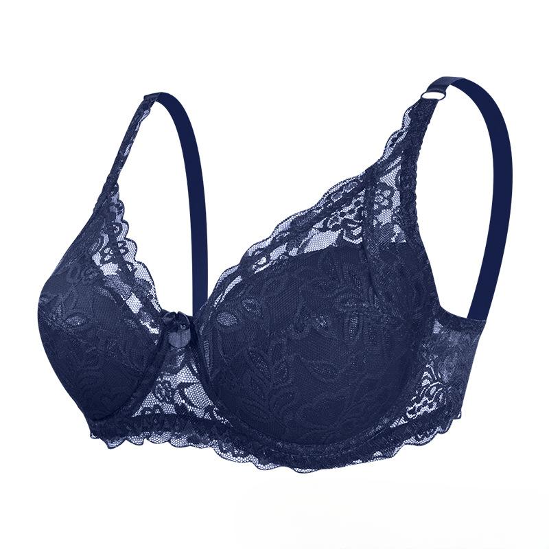 European and American Women Underwear Top Plus Size Brassiere Padded Thin Cup Lace Bra Adjustable Comfortable Lingerie