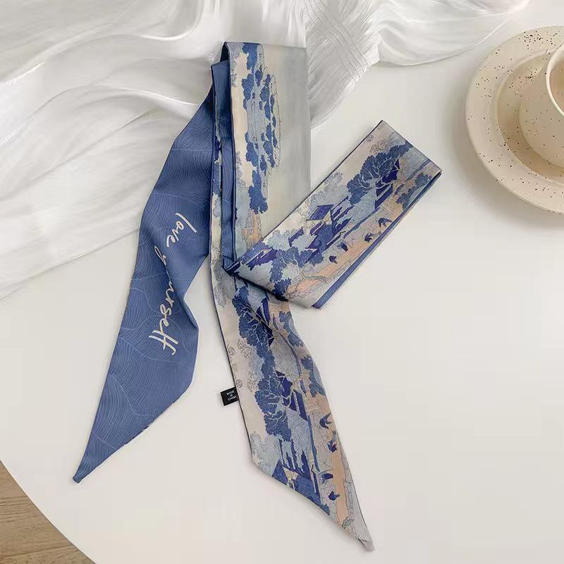 Korean Style Silk Scarf and Hairband Set - Versatile Women's Accessory for Summer