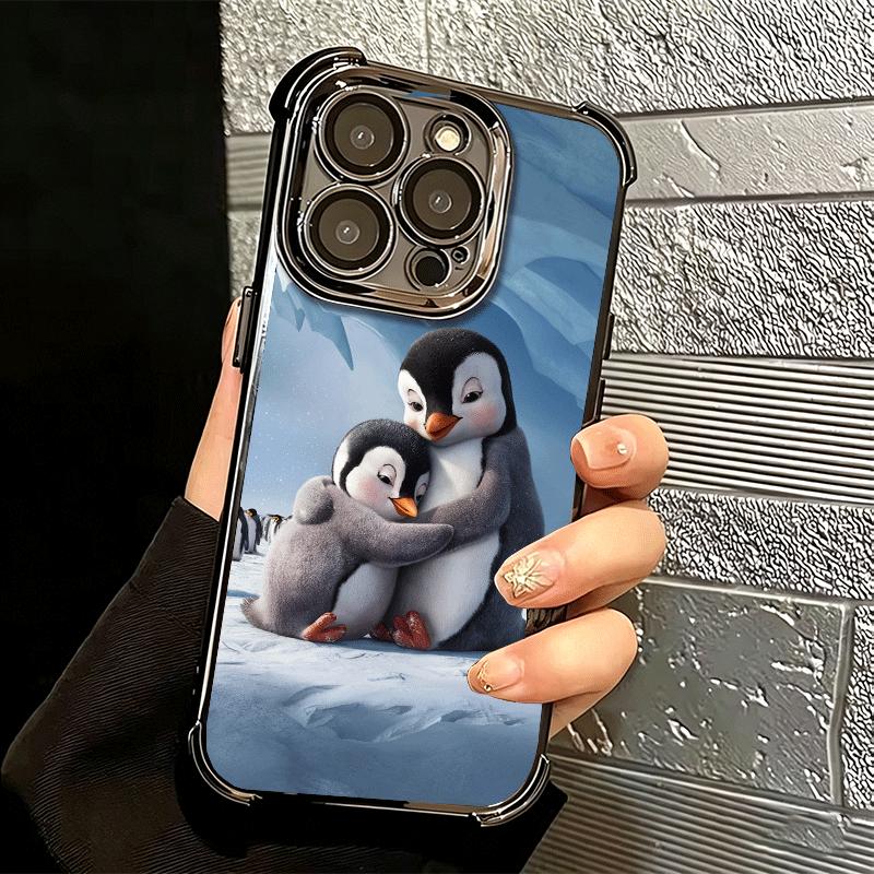 Penguins Love At The North Pole Soft Phone Case For iPhone 15 16 17 Air 14 Pro Max 16E Plus 13 12 Mini Plating Anti-Fall Fundas