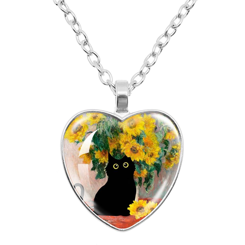 Gepersonaliseerde Kitten Kat Hart Hanger Ketting Dier Vorm Kunst Foto Glas Cabochon Sieraden Kinderen En Vrouwen