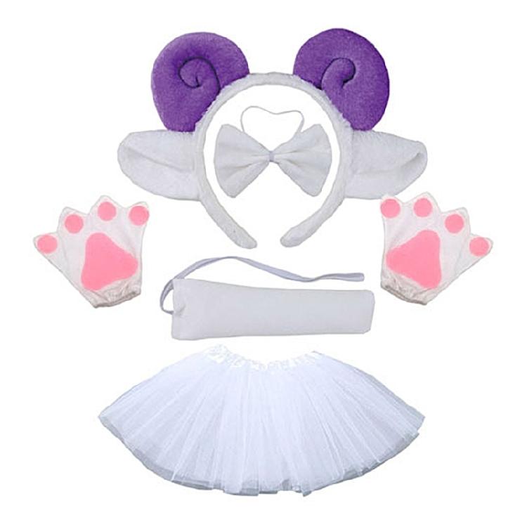 Kids Animal Costume Sheep Ears Headbands Bowtie,Tail,Tutus Glove 1/3/4/5pcs