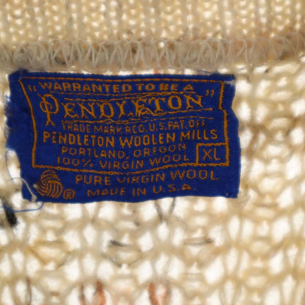 PENDLETON 70s Made In USA Vintage Long Sleeve Sweater XL Beige Knit Men's Used