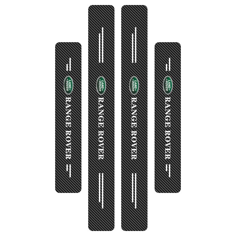 4Pc Car Door Plate Carbon Fiber Threshold Protector Sticker for Land Rover Discovery Range Rover Evpque Defender Car Eyeglass Rover L322 L405