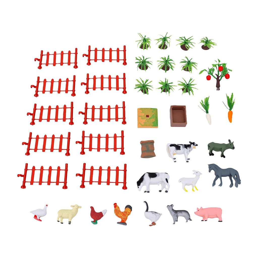 37 PCS Farm Animals Toy Set with Fence Accessories Plastic Lifelike Animals Figures Educational Scene Decor for Kids