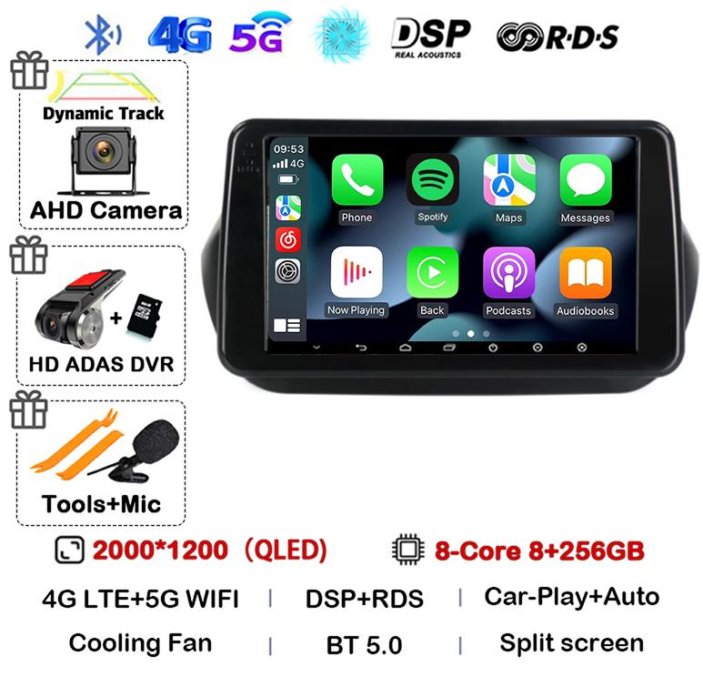 Android 14 Carplay Car Radio For Fiat Fiorino Qubo For Citroen Nemo For Peugeot Bipper 2008-2017 Multimedia Video Player Stereo