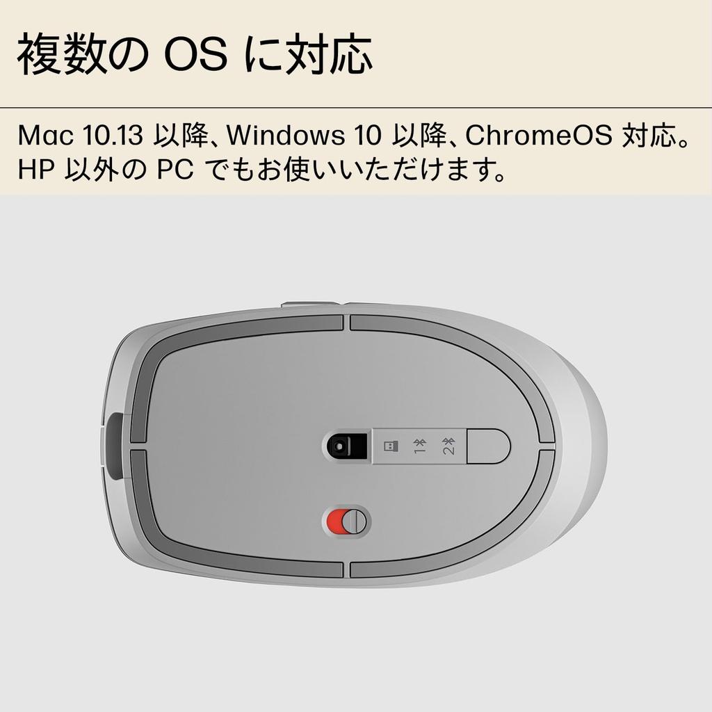 HP 710 Wiederaufladbare Kabellose Maus, Kompatibel mit und Unterstützt 3 und Umschaltbares Scrollrad, Leise, Bluetooth, Windows, Mac, ChromeOS, Geräte,