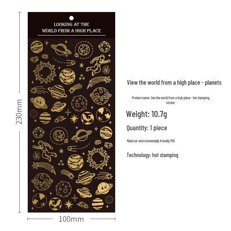 World View Hot Stamping PVC Decorative Stickers for Diary Notebooks