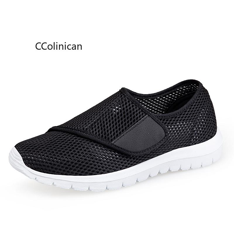 Hot Summer Elderly Shoes Men and WoMen Adjustable Fat and Wide Breathable Lightweight Casual Shoes Elderly Foot Swelling Shoes
