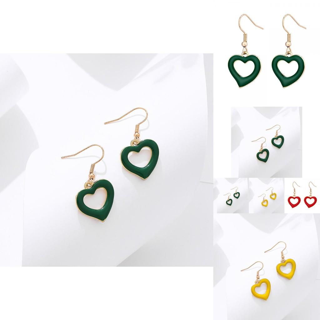 Fashionable Alloy Heart Earrings With Creative Hollow Design In Pink