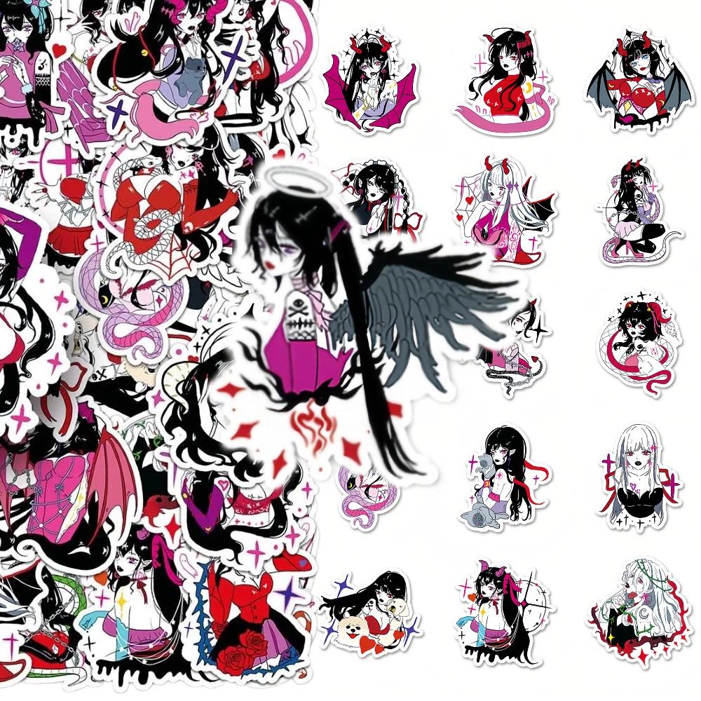 50Pcs Anime Girl Stickers Gothic Sweet Cool Sexy Lady Waterproof Decals DIY Decor Journal Phone Case
