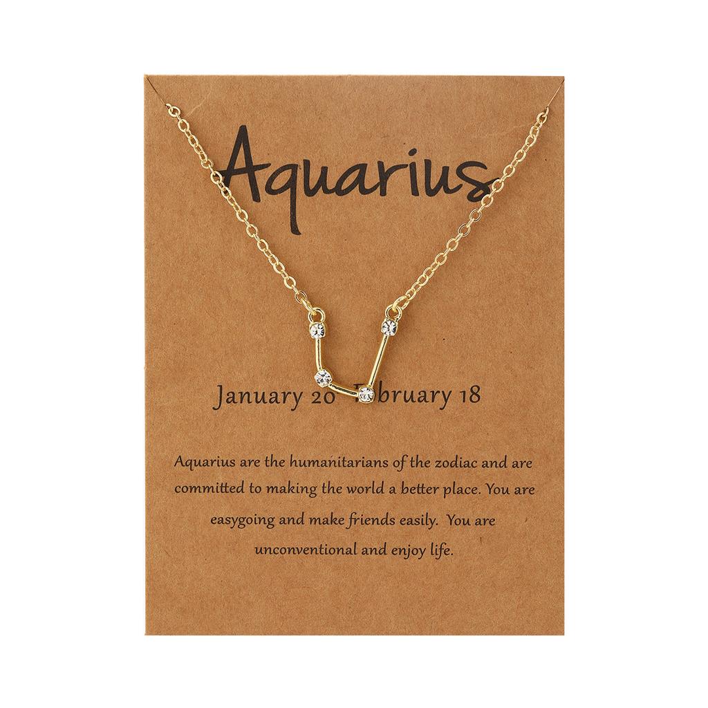 Necklace for Women Zodiac Card Pendant Necklace Ins Simple Personalized Collarbone Chain with Diamond Constellation Necklace Elegant Necklace