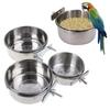 Hanging Cage Bowl For Pet Birds Anti-Turnover Stainless Steel Feeding Food Drinking Feeder Dish Clamp-On Water Drinker Cage Cup