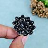 Vintage Black Onyx Flower Statement Ring - Handmade 925 Sterling Silver Cluster Ring for Women - Boho Gemstone Ring