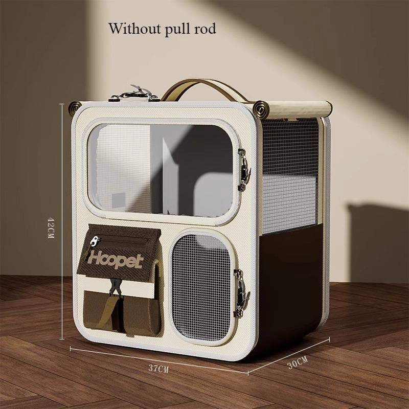 Good-looking Kitten Transport Case with Pull Rod Breathable Pet Trolley Ventilated Trolley Box Fashionable Travel Cat Backpack