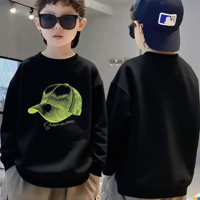 Moletom Fleece para Meninos - Pulôver Esportivo de Manga Comprida para Primavera e Outono