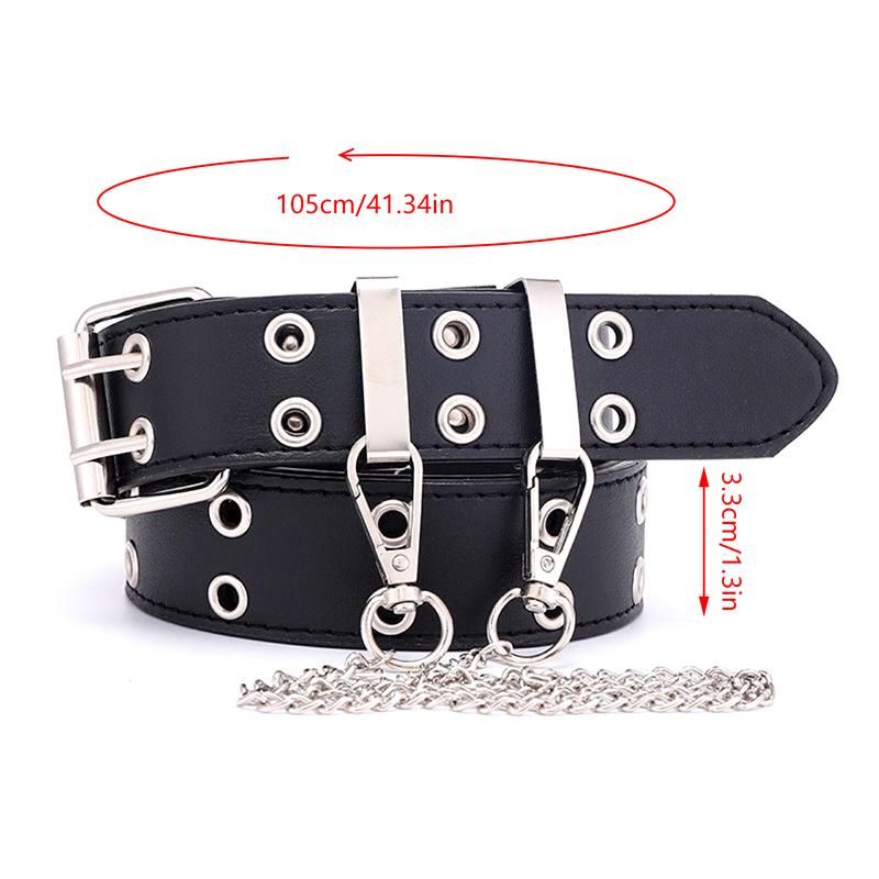 Women Gothic Punk Waist Belt Alloy Chain Design Silver Pin Buckle White Black Blue Waistband Jeans Skirt Waist Belt Girls Gift