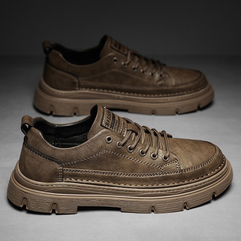 New Autumn and Winter Men's Leather Shoes Thick-soled Cowhide and Versatile Breathable Casual Men's Leather Shoes