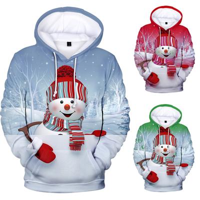 Women's Fashion Casual Christmas Snowman Digital Print Hooded Sweatshirt