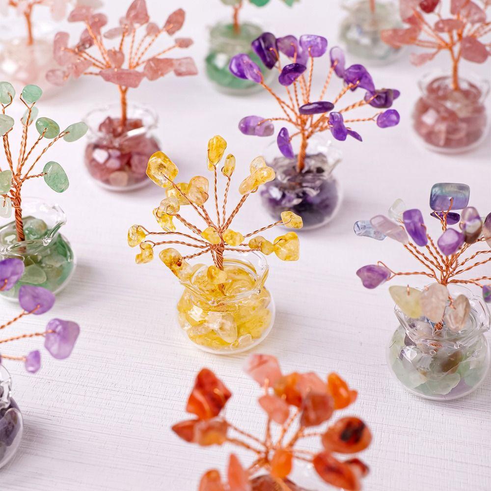 1Pcs Natural Crystal Tree Feng Shui Mini Tree New Artificial Bonsai