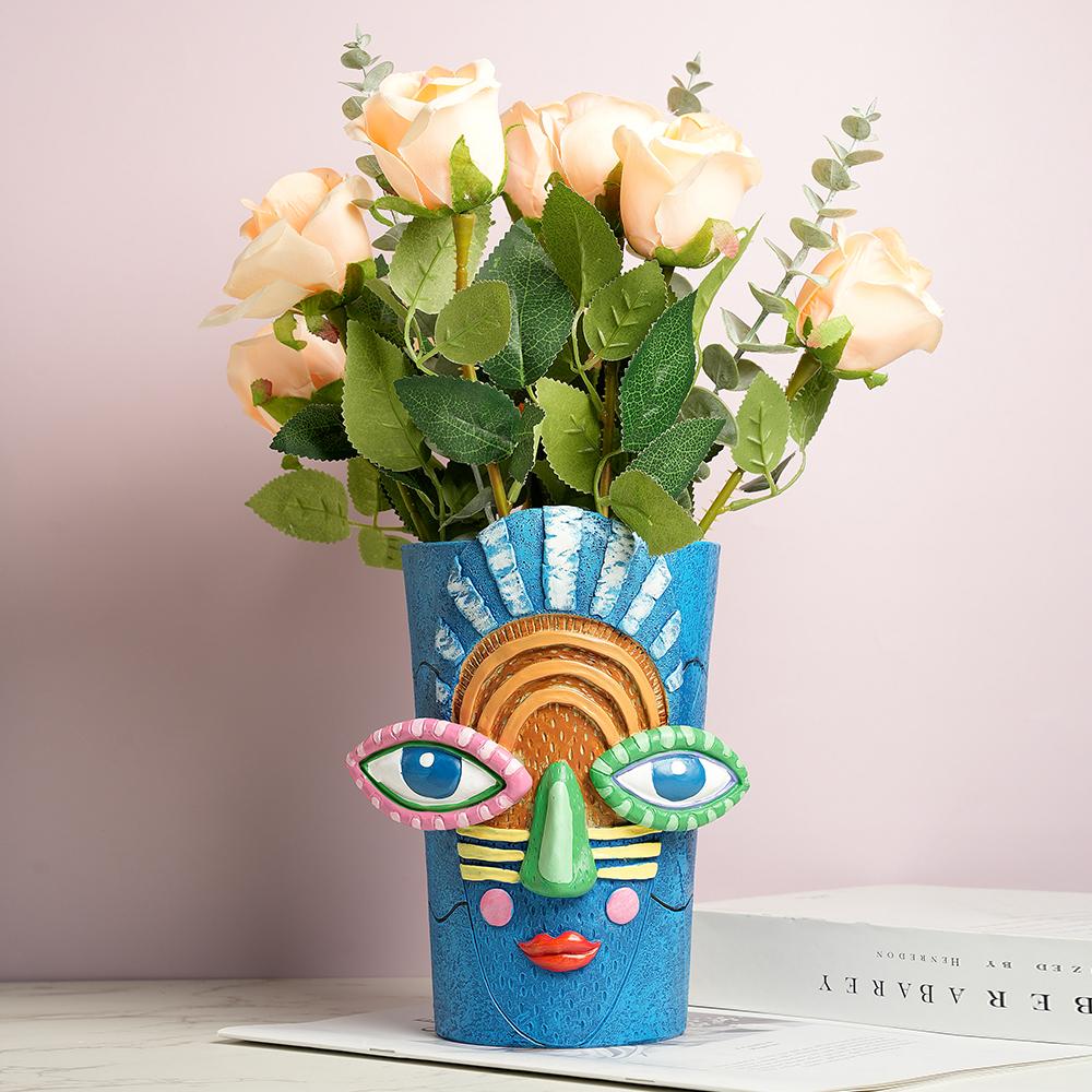 Resin Face Planter Artistic Human Head Flower Pot Unique Indoor/Outdoor Plant Container Decor Garden Sculpture Home Decor Gift