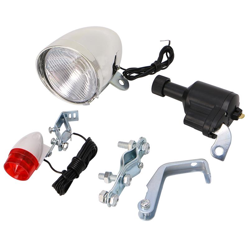 Motorized Bike Bicycle Friction Dynamo Generator Head Tail Light Acessories белый