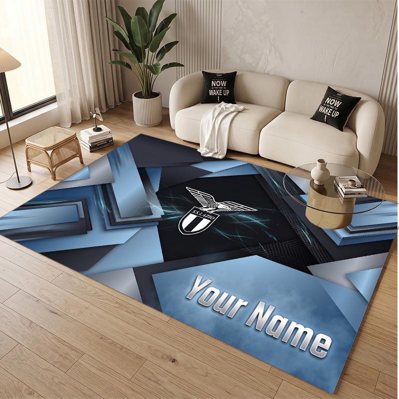 Personalized Crystal Velvet Carpet Lazio FC Pattern Non Slip Floor Rug