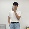 Men's Korean Style Trendy Half-High Neck Short Sleeve T-Shirt - Solid Color, Versatile, Loose Fit, Summer Stand-Up Collar Top