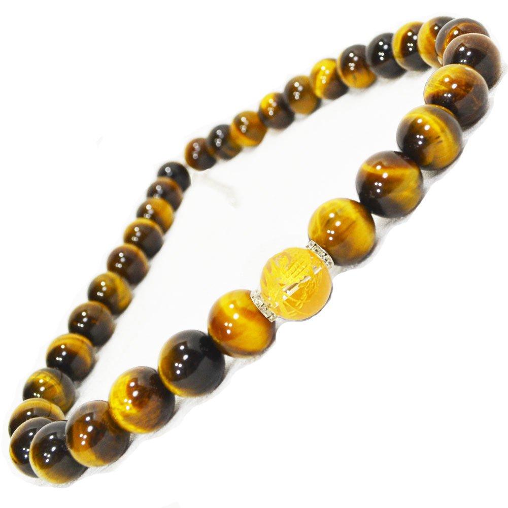 Rosary Beads Necklace with a Choice of Length Dragon Large 12mm Beads 14mm Beads Power Stone Natural Stone Necklace Tiger Eye [OMAMORI-DO] & Men's