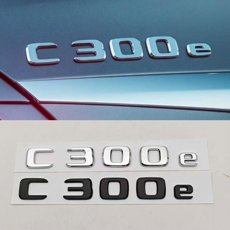 Nuevo Estilo de Coche Cromado Negro ABS 3D Insignia C300e C300de Pegatina Emblema Maletero Trasero Pegatinas Para Mercedes Benz C300e C300de W206