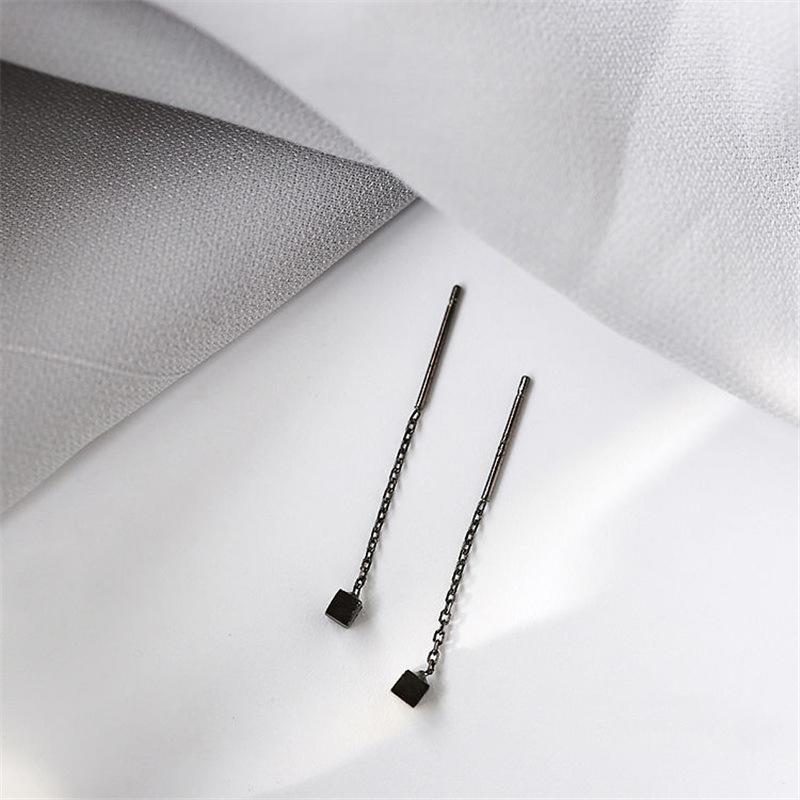 Korean Dangle Earring Geometric block Round Long Tassel Bar Drop Earrings For Women Minimalism Ear Line Kpop Jewelry Gift