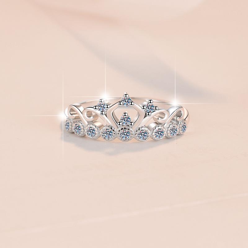 Jewelry Vintage Crown Shape S925 Sterling Silver GRA Certificate Full VVS1 Moissanite Stackable Ring Wedding for Women