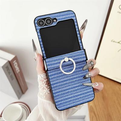 Skórzane etui z pierścieniem i zawiasem, ochronne, odporne na wstrząsy, do Samsung Galaxy Z Flip 6 5 4 3 Flip6 Flip5 Flip4 Flip3 5G