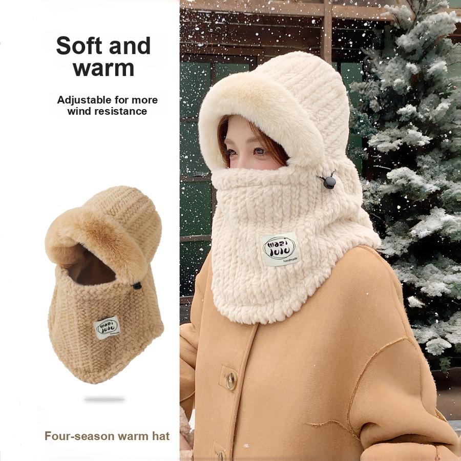 Winter Women's Hat Scarf Mask Cycling Ear Protection Face Mask Riding Headset Set Warm Windproof