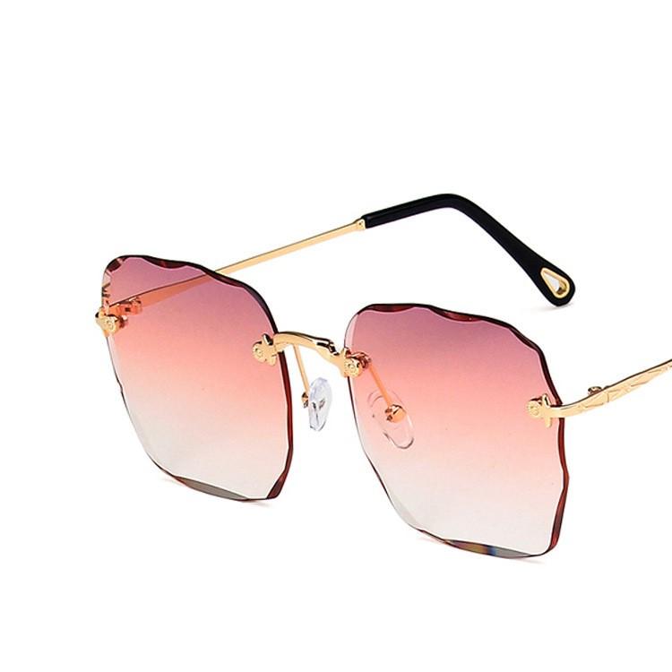 Metal Square Sunglasses Women Brand Design Gradient Fashion Sun Glasses Female Rimless Irregular Rectangle Glasses