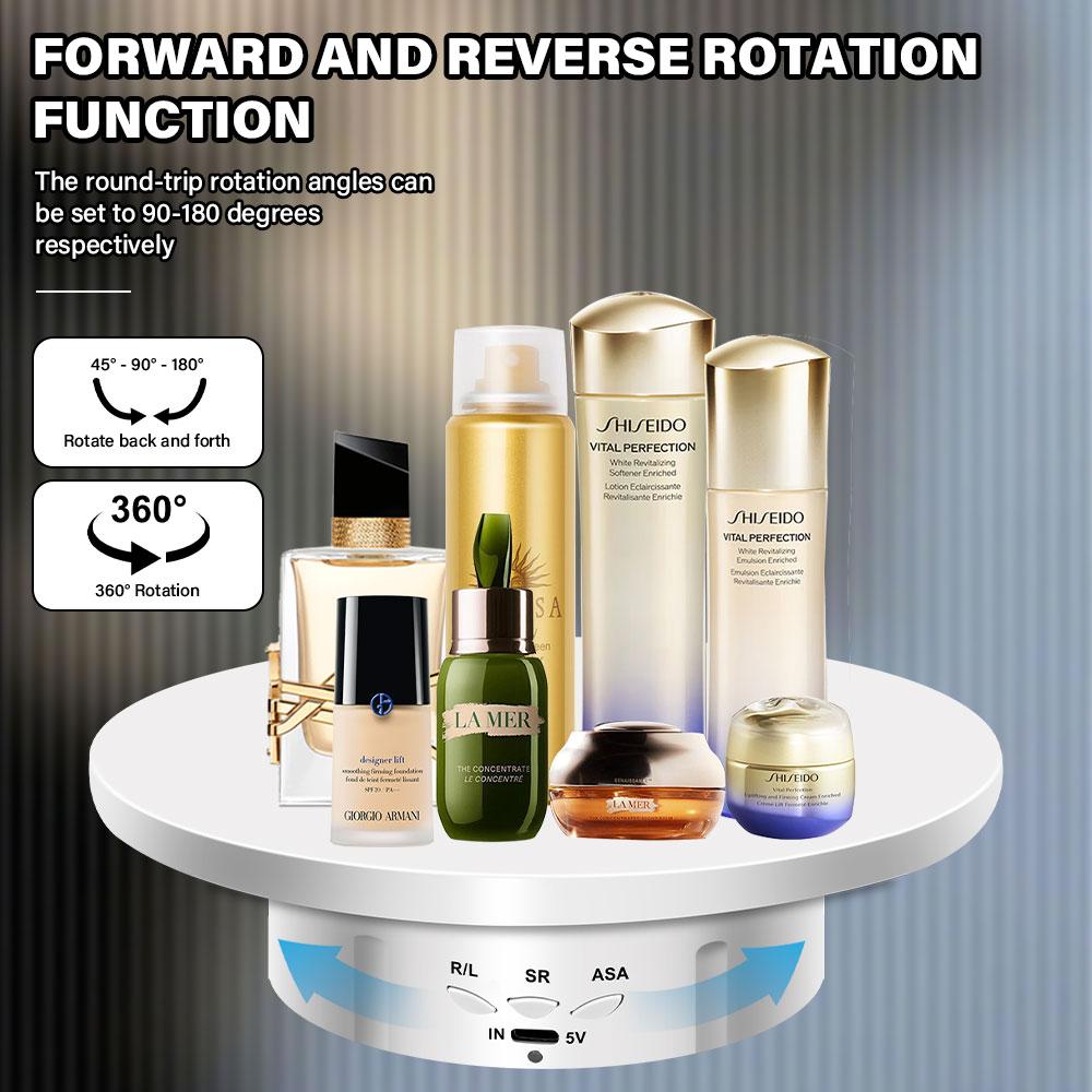 Video shooting props, jewelry, shoes, electric rotary vision device, three adjustable USB charging display stands,360° turntable