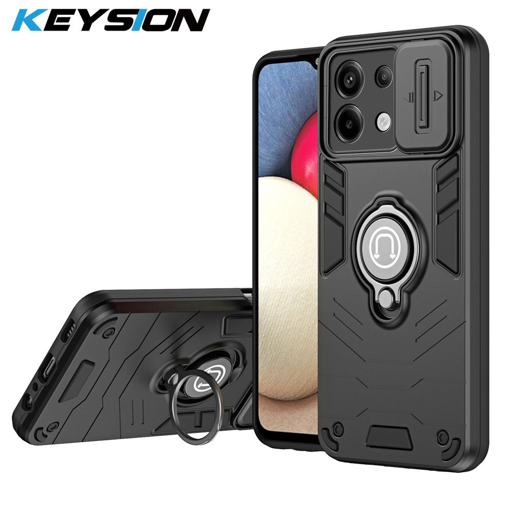 

Противоударный чехол KEYSION для Redmi Note 13 Pro 5G 13 4G, защитное кольцо для слайд-камеры, чехол для телефона для Xiaomi POCO M6 X6 Pro 5G for POCO X6 Pro серый